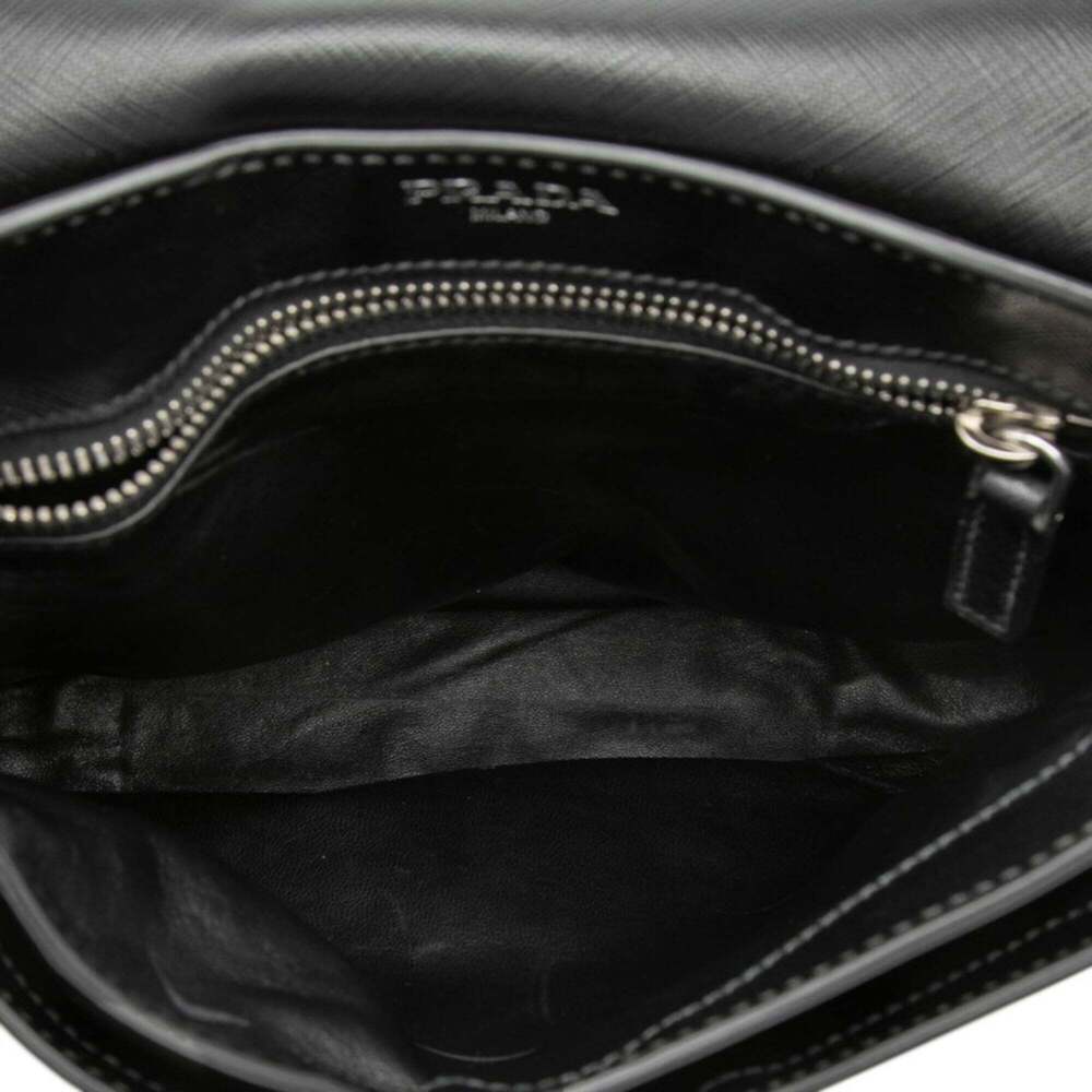 PRADA Black Leather Saffiano Shoulder Bag - Picture 4 of 5
